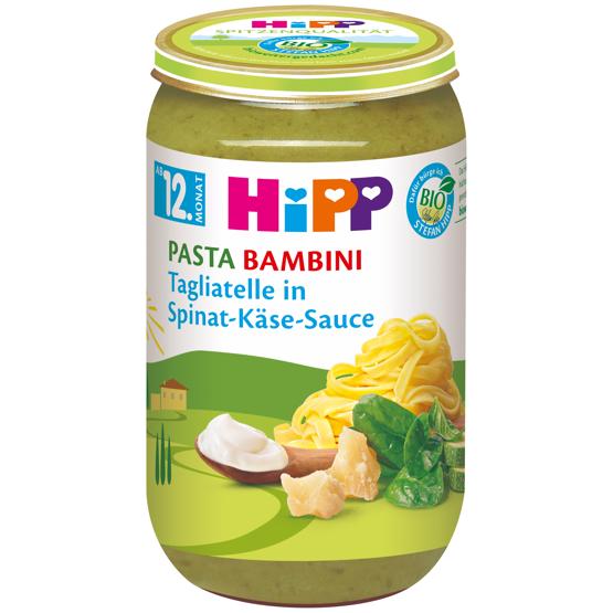 HiPP BIO Pasta Bambini - Tagliatelle in Spinat-Käse-Sauce, ab dem 12. Monat