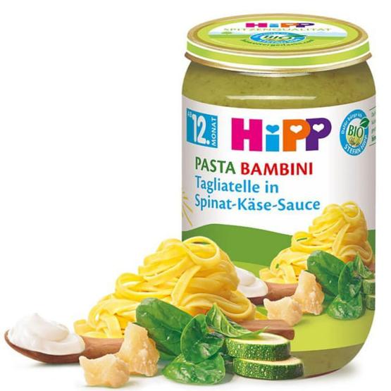 Paste Tagliatelle cu sos de spanac si branza Hipp, de la 1 an, 250 g